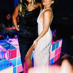 Missguided black asymmetric velvet dress